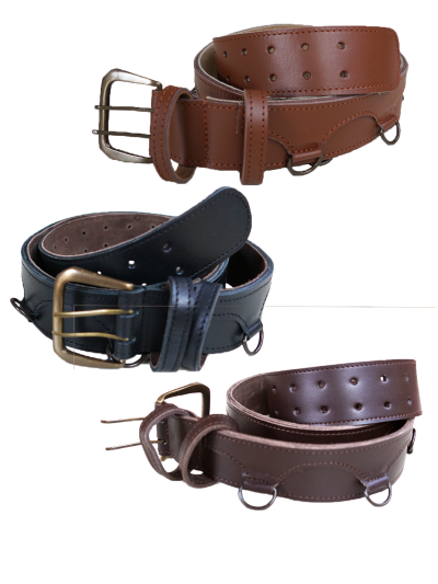 Trollfelsen Mittelalter Ledergürtel mit Doppelschnalle und D-Ringen